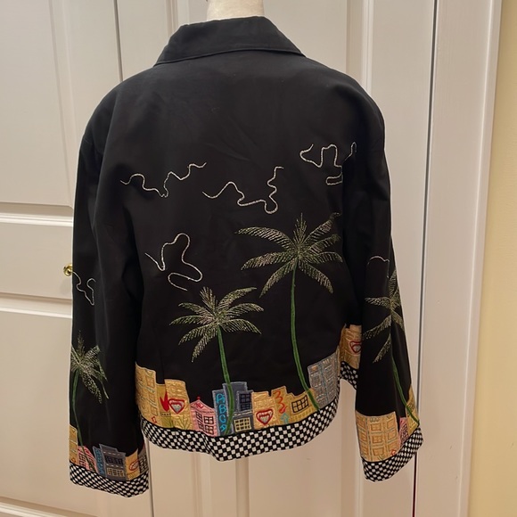 Anage embroidered cotton Miami Beach design jacket. Size XL. NWT - Picture 6 of 10